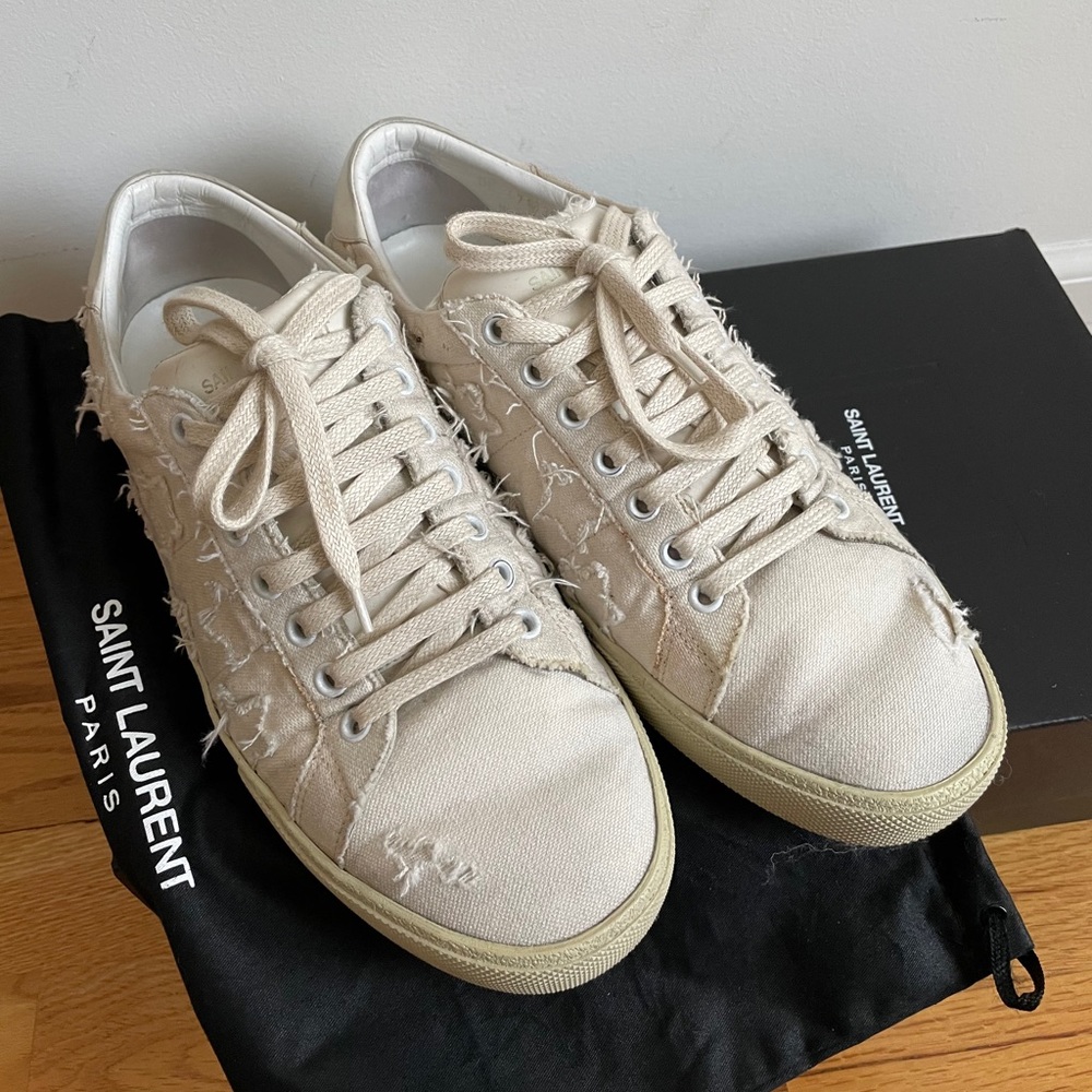 Saint Laurent Court Classic Embroidered Sneakers - Picture 2 of 8